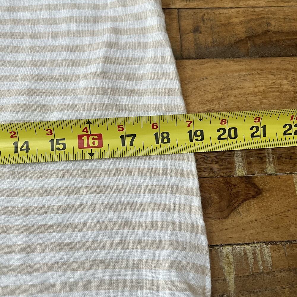 Quince King Pillow Shams Set of 2 100% Linen Striped beige & Ivory - Picture 7 of 9